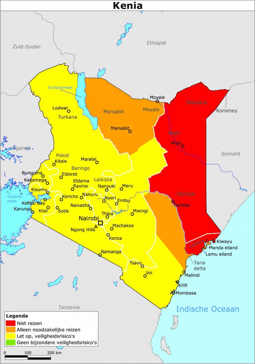 veilig reizen naar Kenia kaart